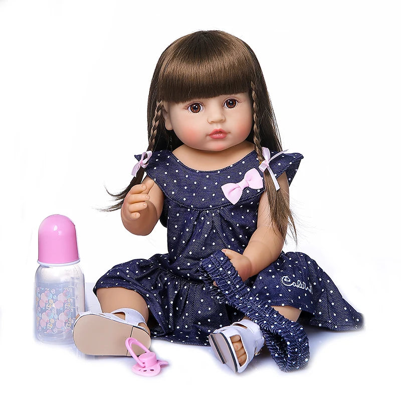 NPK 50CM Full Body Soft Silicone Popular Sweet Face Reborn Toddler Baby Girl Doll Birthday Christmas Gift High Quality Doll.