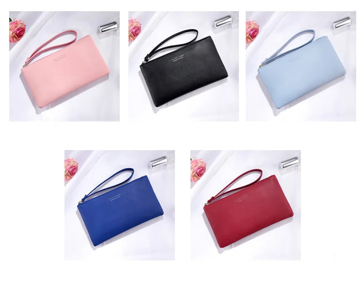 New mobile phone bag female long zipper coin purse female Korean version of pure color wild card bag mobile phone bag wallet.