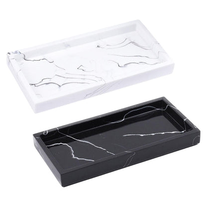 Marbled Storage Tray Resin Jewelry Display Plate Cosmetic Organizer Rectangle Home and Hotel Serving Tray.