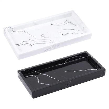 Marbled Storage Tray Resin Jewelry Display Plate Cosmetic Organizer Rectangle Home and Hotel Serving Tray.