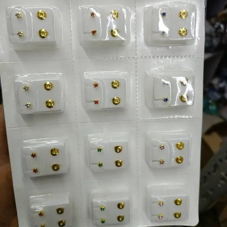 12Pairs Medical Earrings Piercing Tools Set Crystal Ear Stud Surgical Steel Stopper for Body Ear Piercing Gun Fashion Jewelry