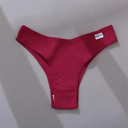 FINETOO 3/5Pcs Cotton Brazilian Panties Women's Panties Sexy V Waist T-Back Underwear Female Soft Underpants Lady Bikini Lingeri.