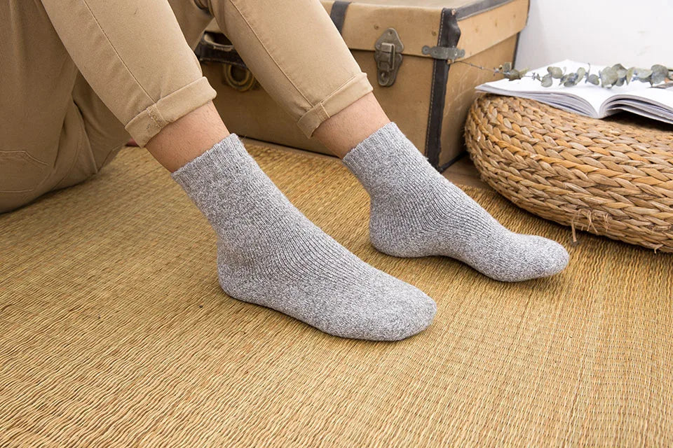 Winter Men's Merino Wool Socks Super Thick Warm High Quality Harajuku Retro Snow Casual Antifreeze Cashmere Socks Men 3 Pair.
