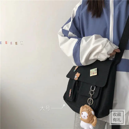 Women Simple Messenger Bag Casual Satchel Ladies Handbags Shoulder Bag Pouch Girls Sweet Printed Canvas Cross School Bags Purses.
