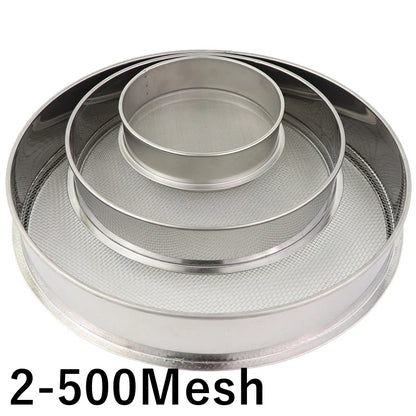 2-500M Round 304 Stainless Steel Lab Sieve Aperture Standard Sifters Shakers Kitchen Flour Powder Filter Screen Soil Strainer.