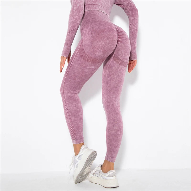 Hamidou Cropped Top Gym Set Seamless Women Yoga Workout Set Fintess Clothing Push Up Leggings Sport Wear Women Suits Tracksuit