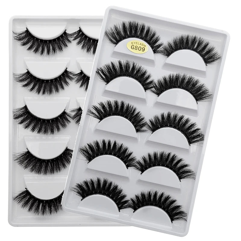 MEISHENJIE 5 pairs eyelashes 3d mink lashes natural long 1 box mink eyelashes 1cm-1.5cm 3d false eyelashes full strip lashes.