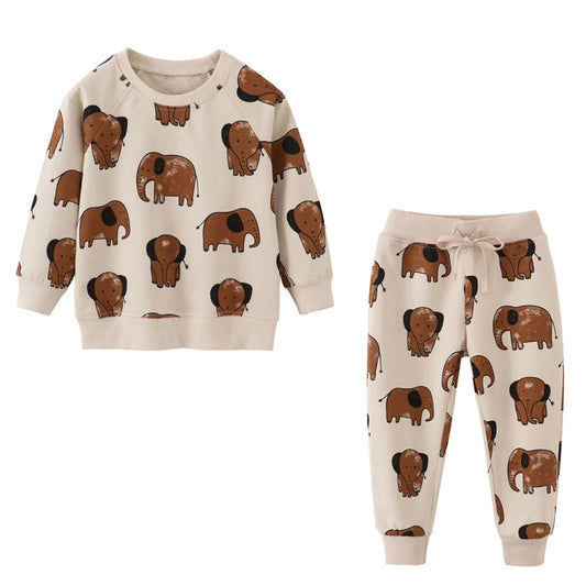 Little maven Spring Suit for Boys Clothing Sets Animal Elephant Boys Boutique Outfits 4Years Kids Clothes Cotton Sweatshirt Pant.