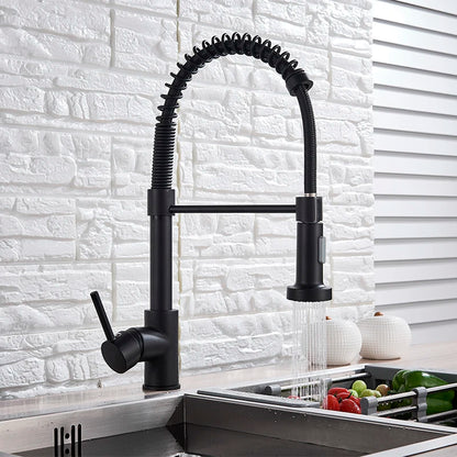 Spring Brushed Nickel Kitchen Faucet Deck Mounted Mixer Tap 360 Degree Rotation Stream Sprayer Nozzle Kitchen Sink Hot Cold Taps