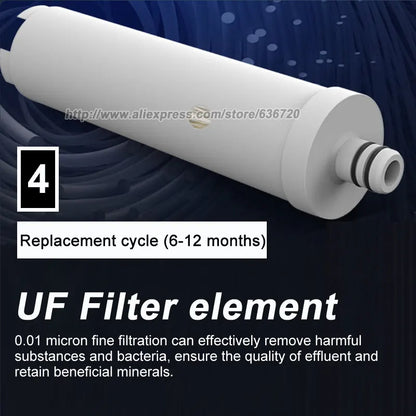 0.01μm Stainless Stee Ultra-Filtration Under Sink Water Filter System, Reduces 99.99% of Chlorine, Bad Taste & Odor.