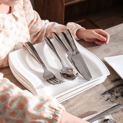 MALACASA 6/12 Piece Flora 10.25" Ivory White Porcelain China Ceramic Cream White Dinner Plates for Dinner/Cake/Beef/Pasta/Fruit.