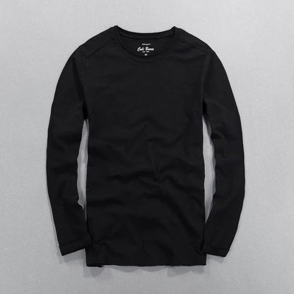 Fashionable Bamboo Cotton Long Sleeve Vintage T-shirts Men Casual Thin Tops Tees Comfortable Tshirt Distressed T-shirt