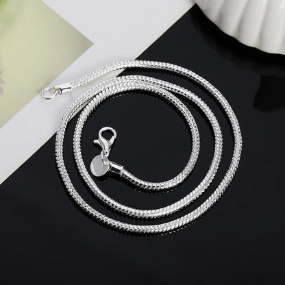 40-75cm 925 Sterling Silver 1MM/2MM/3MM solid Snake Chain Necklace For Men Women Fashion Jewelry for pendant free shipping.