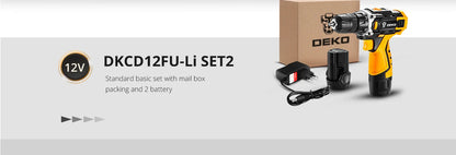 DEKO Akku-Bohrschrauber, 12 V, 16 V, 20 V, Mini-Wireless-Elektrowerkzeuge, DC-Lithium-Ionen-Akku, Elektroschrauber, Heim-DIY-Bohrmaschine