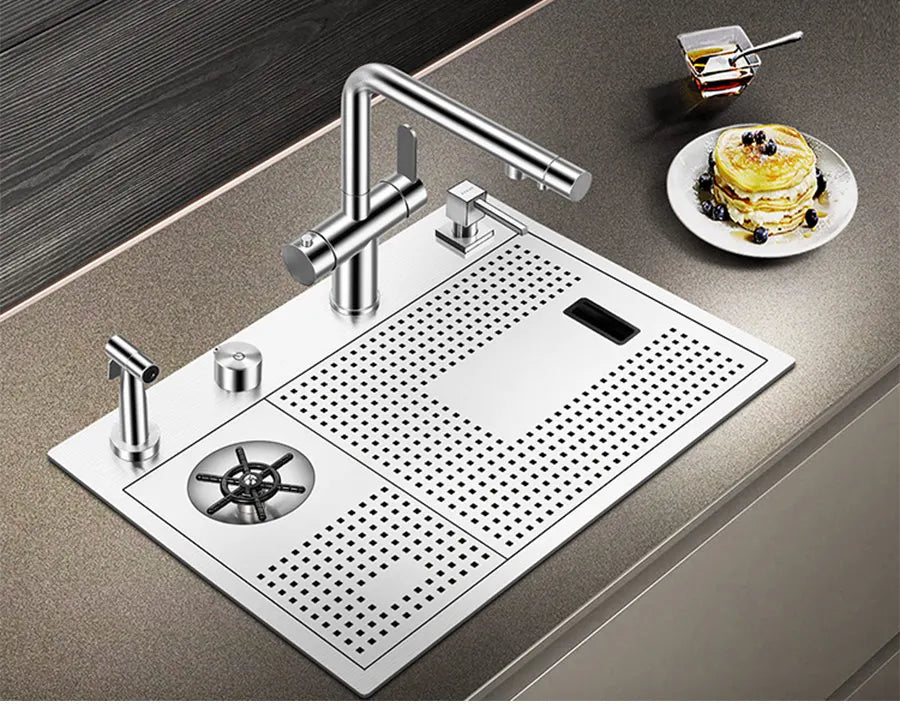 ASRAS Island Hidden kitchen Sink 304 Stainless Steel 4mm Thickness Handmade Brushed Sink High Pressure Cup Washer kitchen Sinks