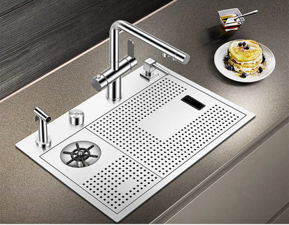 ASRAS Island Hidden kitchen Sink 304 Stainless Steel 4mm Thickness Handmade Brushed Sink High Pressure Cup Washer kitchen Sinks