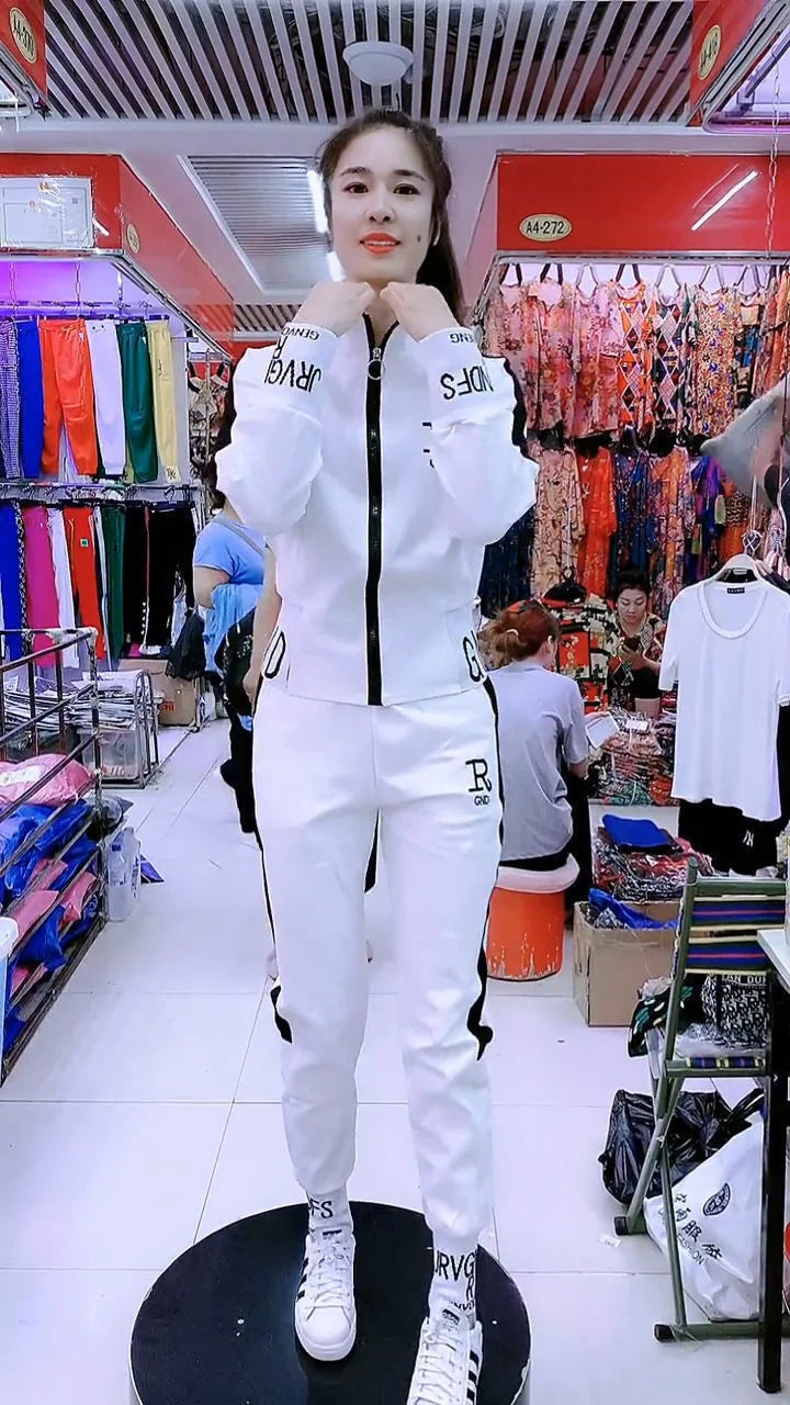 Women's Sportswear Suit 2025 Autumn Winter New Casual Fashion Korean Slim Coat Long Sleeve Sweater Pants Two Piece Set For Women.