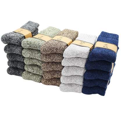 Winter Men's Merino Wool Socks Super Thick Warm High Quality Harajuku Retro Snow Casual Antifreeze Socks 5 Pair.