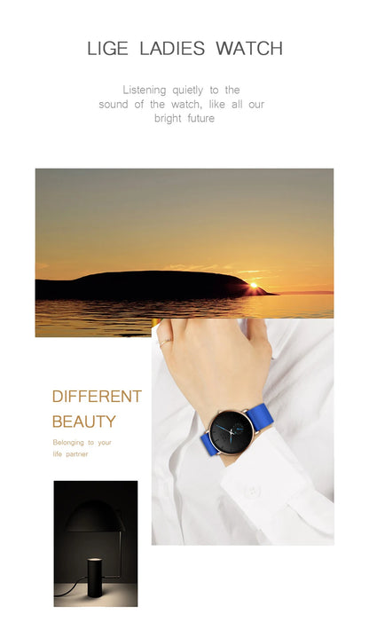 LIGE New Rose Gold Women Watch Business Quartz Watch Ladies Top Brand Luxury Female Wrist Watch Women Girl Clock Relogio Feminin.