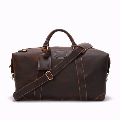 Vintage verrückte Pferd Echt leder Herren Reisetasche große Gepäck tasche männliche Reisetasche über Nacht Einkaufstasche Wochenend tasche große m110.