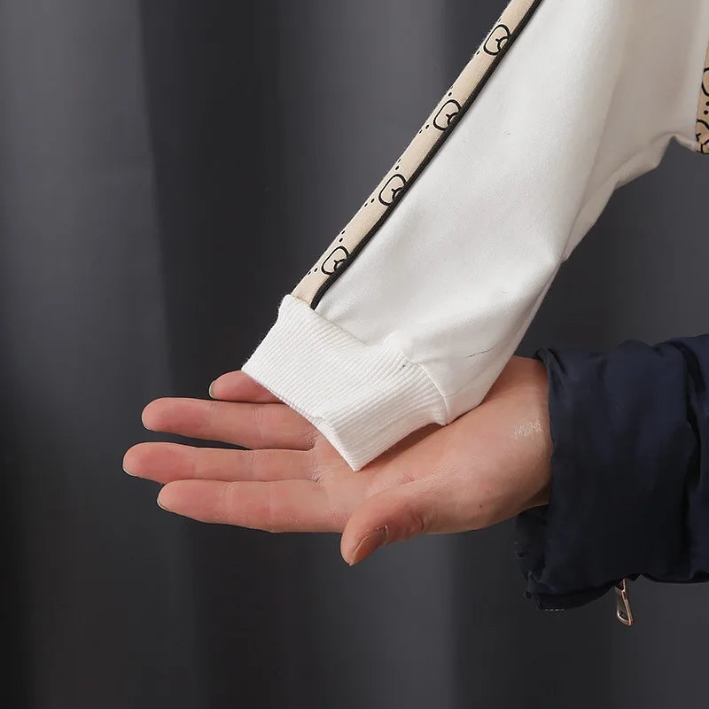 2022 Spring New Suit Boys Girls Baby Print Handsome Single-Breasted Children's Long-Sleeved Baseball Sshirt 2-Piece Set.