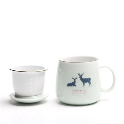 Ceramic Filter Teacup Simple Large Capacity Couple Drinkware Household Coffee Mug with Lid Porcelain Office Tea Separation Cup