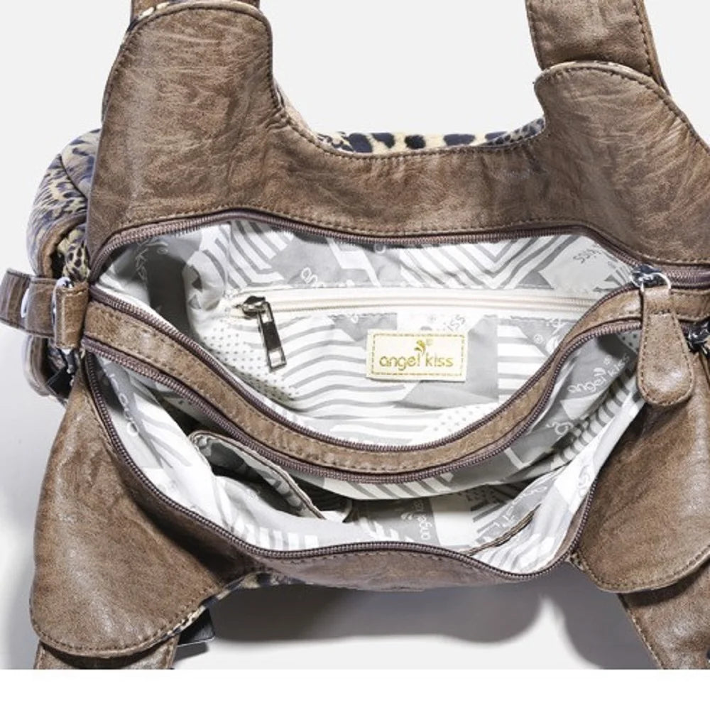 Women Handbags Leopard Bag Top-handle Handbag Fashion Satchel Dumpling Pack Shoulder Bag Tote Bag Hobos Large Purse.