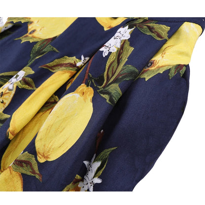 2025 Summer French High Waist Pleated Skirts Blue 50s Vintage Casual Dance Party Skirt Sexy Cute Midi Lemon Skater Women Clothes.