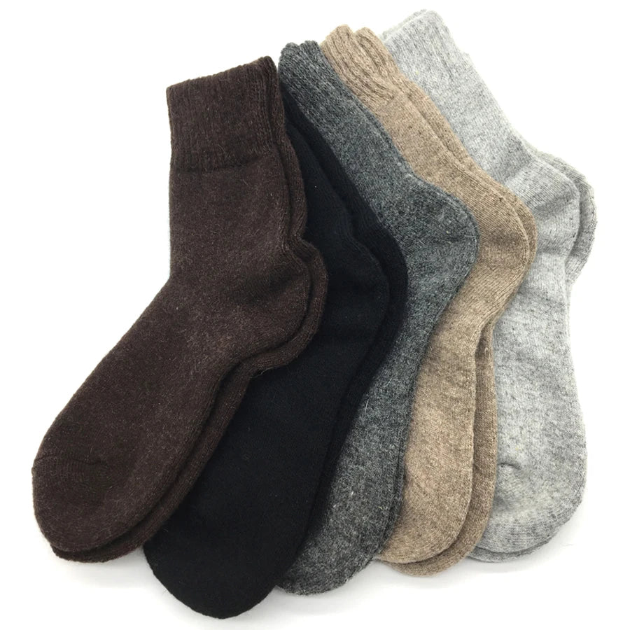 5 Pairs/Lot Thick Wool Socks Men Winter Warm Cashmere Breathable Long Sock Outdoor Male Meias New 7 Colors Hot Sale 2023.