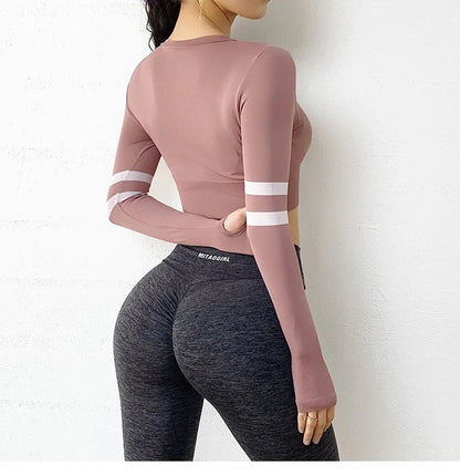 Cloud Hide Fitness Yoga Shirt Sexy Sports Gym Tank Crop Top Running Long Sleeve Blouse Winter T-Shirt Women Workout Sportswear.