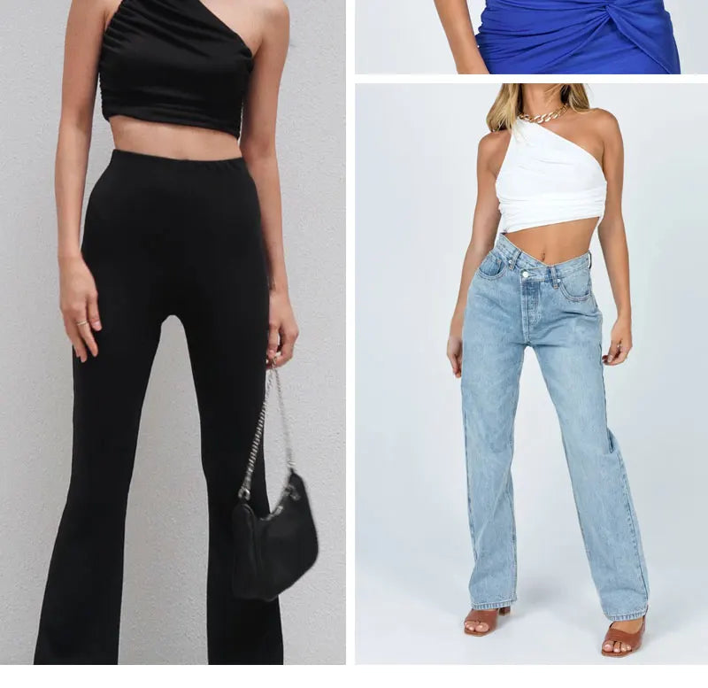 White Tank Top For Women Ruched One Shoulder Crop Top Female Elegant Summer Tops Holiday Beach Cami Top Y2K 2000s