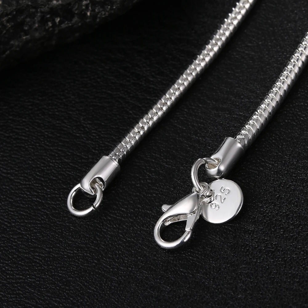 40-75cm 925 Sterling Silver 1MM/2MM/3MM solid Snake Chain Necklace For Men Women Fashion Jewelry for pendant free shipping.