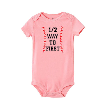 Eine hälfte geburtstag strampler Halb brithday hemd 1/2 Halb Geburtstag einteiliges Junge halbe geburtstag outfits Geschlecht Neutral Baby geschenk
