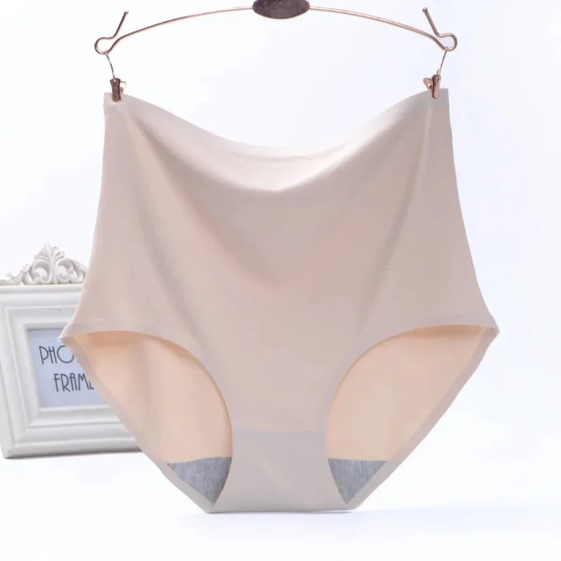 Women's underwear ice silk High waist Seamless Panties soft Lingerie Slimming Abdomen In Hip Lift plus size Breathable Briefs