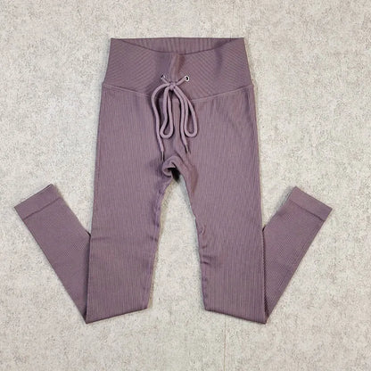 Ribbed Yoga Leggings Sports Tights Women Seamless Knit Yoga Pants White Femme Gym Leggings Skinny Workout Fitness Push Up