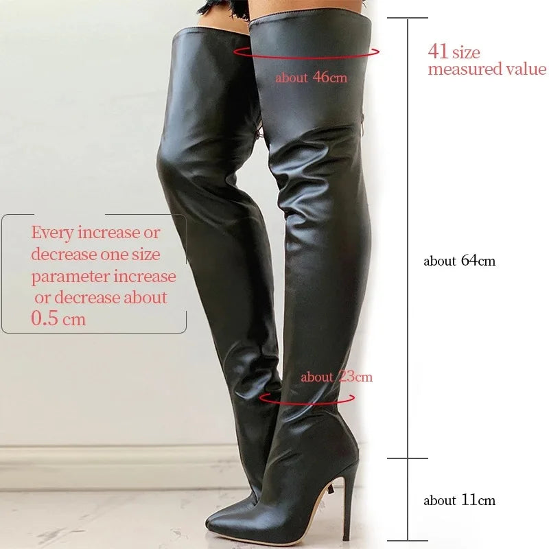 Women Over The Knee Boots Female Zip Sexy Black Long Boots Woman Thin Heel Ladies Pointed Toe Party Boots Women's Autumn Shoes88.