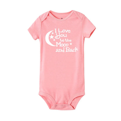 ICH LIEBE DICH ZUM MOND UND ZURÜCK & My Auntie Liebt Mich Gedruckt Jungen Mädchen Infant Playsuits Ein Stück schöne Baby Kid Romper Body