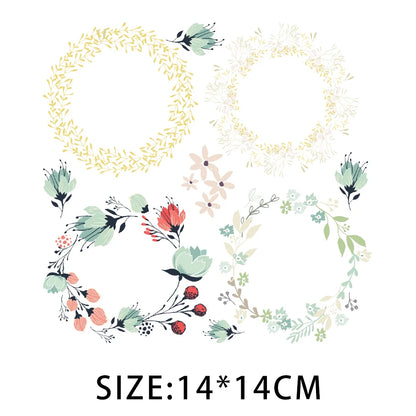 Cartoon Pflanze Blumen Aufkleber Wärmeübertragung PVC Patch Hitzeempfindliche Patches Bügelaufkleber auf Kleidung DIY Applikationen