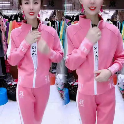 Women's Sportswear Suit 2025 Autumn Winter New Casual Fashion Korean Slim Coat Long Sleeve Sweater Pants Two Piece Set For Women