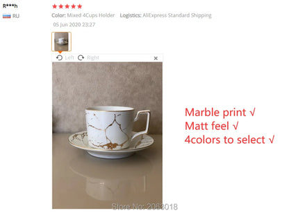 Marble Ceramic Coffee Cup Saucer Spoon Set 200ml Nordic Tea Cup Matt Porcelain Tea Set Advanced Teacup Cafe Espresso Cup