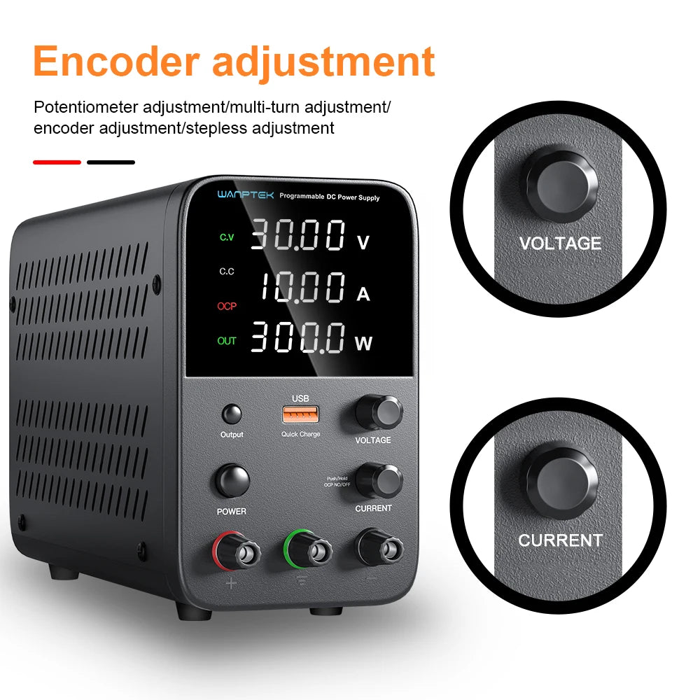 Wanptek Adjustable DC Power Supply 30V 10A LED Lab Bench Power Source Stabilized Switch Power Supply Voltage Regulator 60V 5A