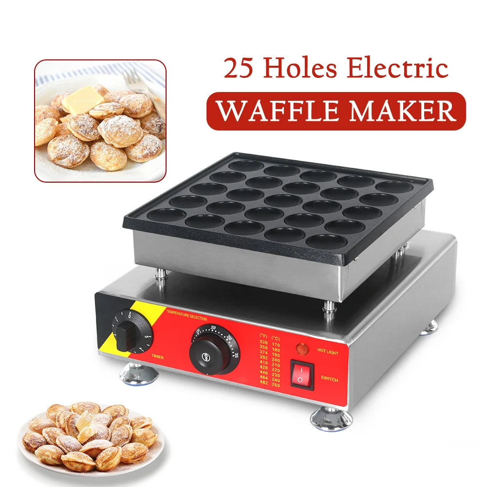 ITOP Mini Poffertjes Maker Mini Pancake Waffle Muffin Machine 25 Holes Commercial 800W Non-stick, Fast Heating, Heavy Duty.