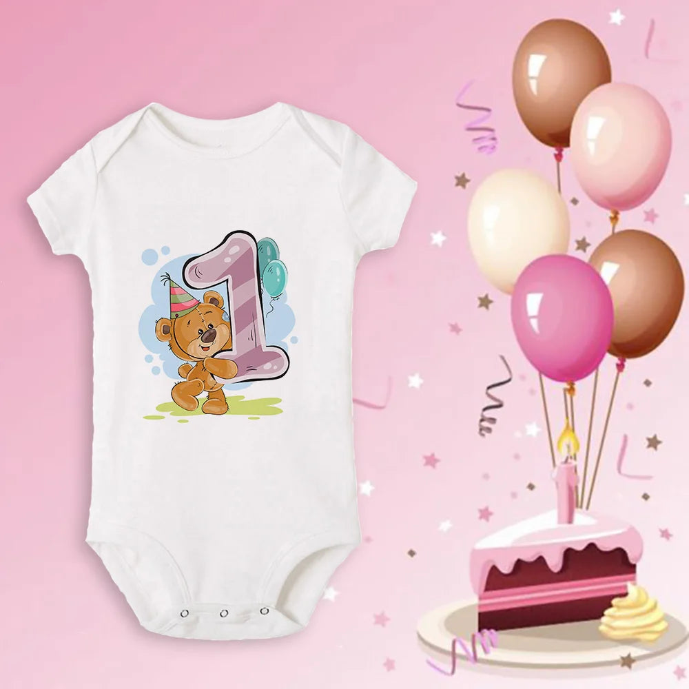 Neugeborenen Baby Ein Jahr Alt Geburtstag Bodys Jungen Mädchen Geboren Krabbeln Nette Drucken Overalls Kleinkind Infant Kleidung Geburtstag Geschenke