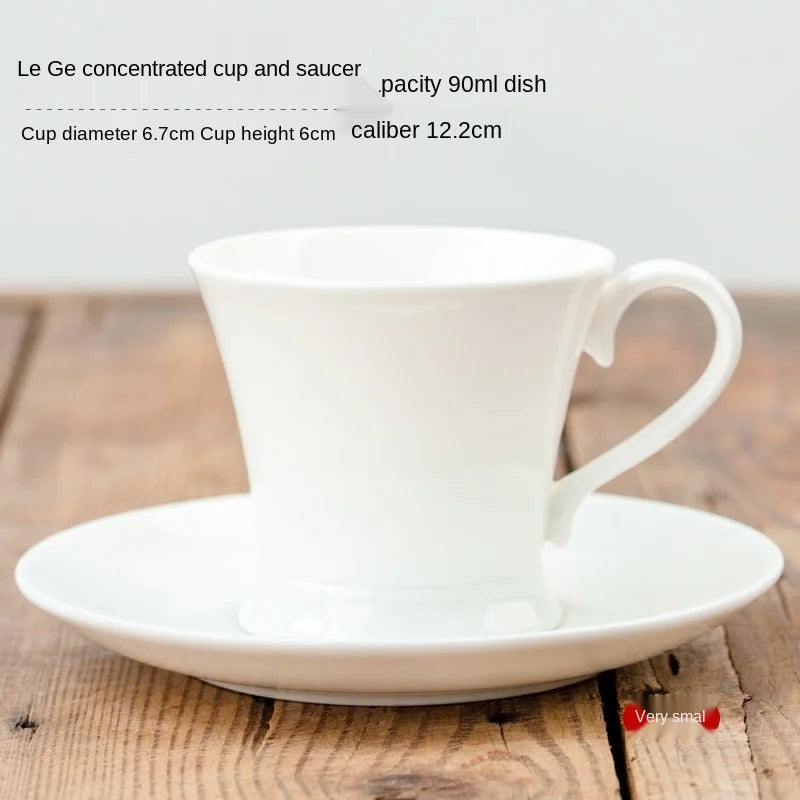 Pure White Bone China Coffee Cup Ceramic Simple Nordic Latte Cups Creative Fancy Afternoon Tea Cafe Coffee Cup and Saucer Spoon