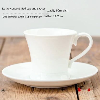 Pure White Bone China Coffee Cup Ceramic Simple Nordic Latte Cups Creative Fancy Afternoon Tea Cafe Coffee Cup and Saucer Spoon