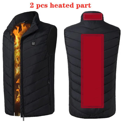 Men USB Infrared 17 Heating Areas Vest Jacket Men Winter Electric Heated Vest Waistcoat For Sports Hiking Oversized 5XL.