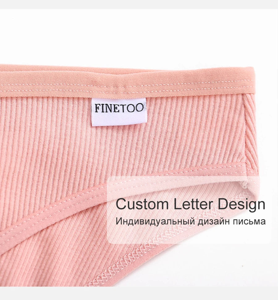 FINETOO 3PCS/Set Women's Underwear Cotton Panty Sexy Panties Female Underpants Solid Color Panty Intimates Women Lingerie M-2XL