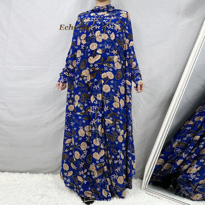 1 Pieces Muslim Hijabs Dress Women's Prayer Garment Dubai Abaya Arab Jibab Islam Flowers Djellaba Femmel Khimar Caftan Clothes.