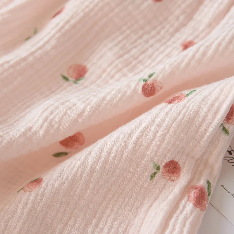 2025 sommer Damen Kurzarm Shorts Pyjamas Set 100 % Baumwolle Krepp Tuch Dünne Hause Service Zwei-stück Frühling und Herbst Lose