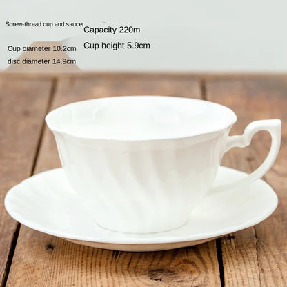 Pure White Bone China Coffee Cup Ceramic Simple Nordic Latte Cups Creative Fancy Afternoon Tea Cafe Coffee Cup and Saucer Spoon.